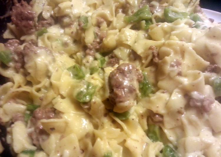 Sunday Fresh Philly cheese steak pasta