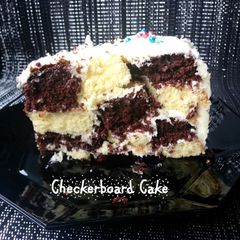 A picture of 300th post - Checkerboard Cake.