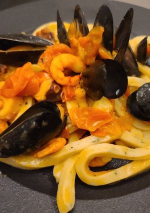 Una foto de Scialatielli ai frutti di mare