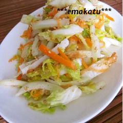 A picture of Chinese Cabbage and Chikuwa Tossed in a Refreshing Sesame-Vinegar Dressing.
