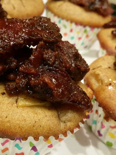 A picture of Maple Bourbon Bacon Apple Muffins.