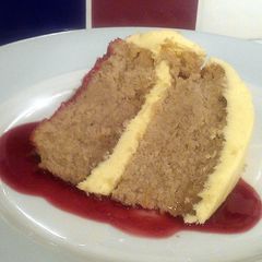 A picture of Vickys Lavender Cake with Lemon Buttercream, GF DF EF SF NF.