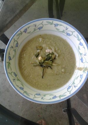 Una foto de Crema de calabaza y champiñón