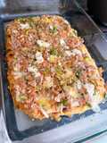 Pizza con masa de arroz y atún