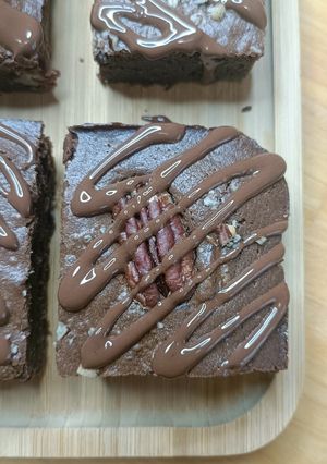 A picture of 🍫Dark Chocolate and Red Bean Brownies.