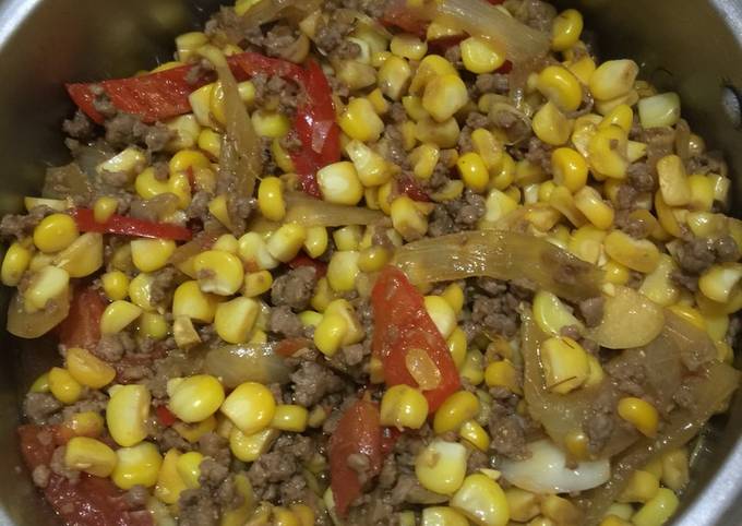 Resep: Jagung cah daging sapi giling masak kecap Murah