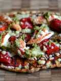 Sophie's paprika chicken red pepper and pesto flatbread pizza
