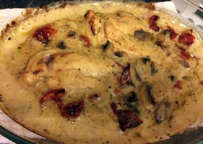 Recipe of Perfect Chicken bake with mushrooms and sundried tomatos