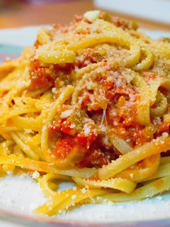 A picture of Linguini with Tomato sauce.