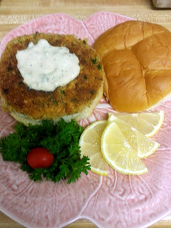 A picture of Salmon Burgers.
