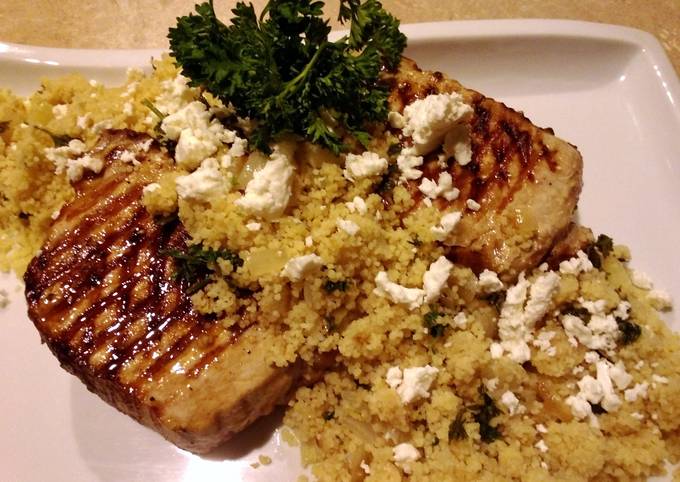 Recipe of Homemade Lemon Herb Couscous With Grilled Pork Chops