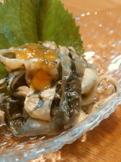 A picture of Carp Skin with Sweet Vinegar Miso Sauce.