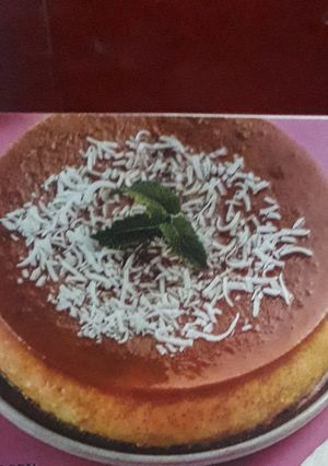 Una foto de Flan cremoso de coco