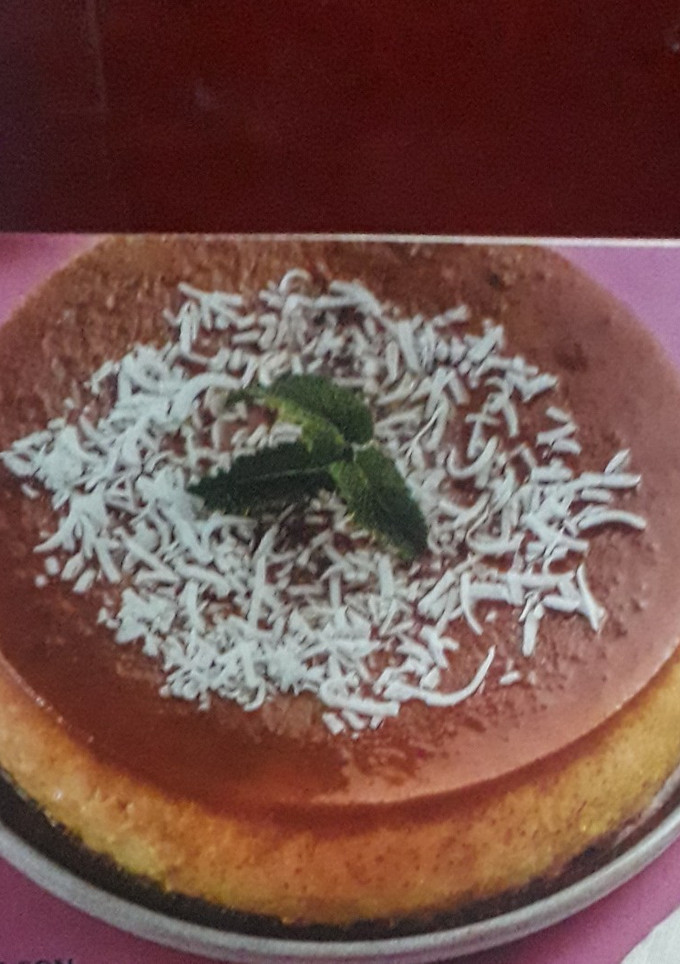 Una foto de Flan cremoso de coco