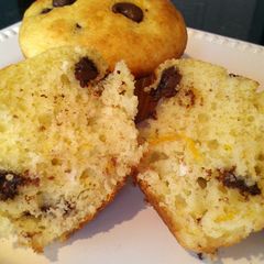 A picture of orange chocolate chip muffins.