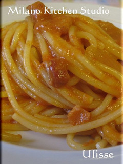 A picture of Spaghetti al'Amatriciana.