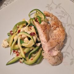 A picture of Sun Dried Tomato & Feta Zucchini Pasta with Chicken.