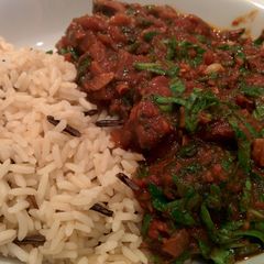 Saag Gosht (Lamb and Spinach Curry) A picture of Saag Gosht (Lamb and Spinach Curry).