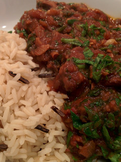 A picture of Saag Gosht (Lamb and Spinach Curry).