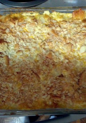 A picture of cheesey potato casserole.