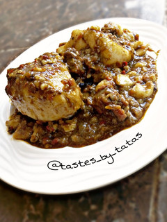A picture of Left over tuwo and boabab soup.