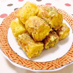 A picture of Curry Flavored Deep Fried Cheese-Stuffed Chikuwa Fish Sticks.