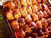 A picture of bacon wrapped chicken