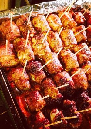 A picture of Chili Powder, Brown Sugar Bacon Wrapped Chicken Poppers!.