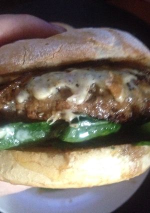 A picture of Lamb, Rosemary & Mint Burger With Herb & Garlic Butter!.