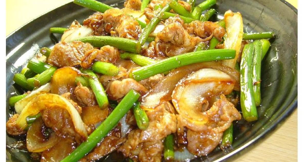 Pork Garlic Shoots Twice Cooked Pork Style Fry Recipe By Cookpad Japan Cookpad