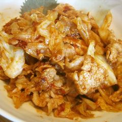 A picture of Stir Fried Cabbage and Pork with Tomato Sauce.