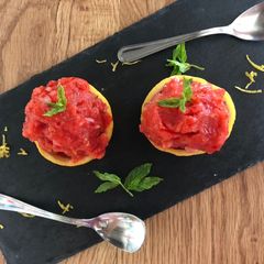 Strawberry - Lemon - Mint Granita A picture of Strawberry - Lemon - Mint Granita.