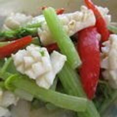 A picture of Squid and Celery Chinese Savory Stir-Fry.