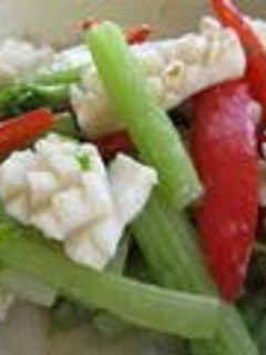 A picture of Squid and Celery Chinese Savory Stir-Fry.