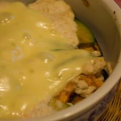 A picture of Tofu Gratin with Avocado and Kabocha Squash.