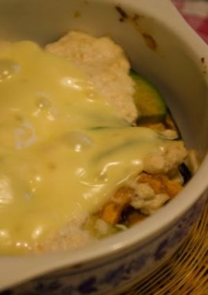 A picture of Tofu Gratin with Avocado and Kabocha Squash.