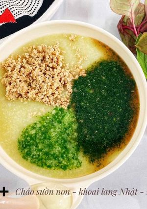 Hình của món Cháo sườn non- khoai lang Nhật- rau dền- rau mồng tơi.