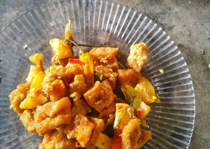 Sambel tahu goreng kerupuk kulit