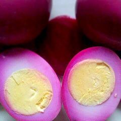 A picture of Pickled Red Beet Eggs (PA Dutch).