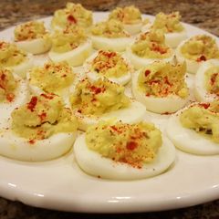 A picture of Southern Style Thanksgiving Deviled Eggs!.