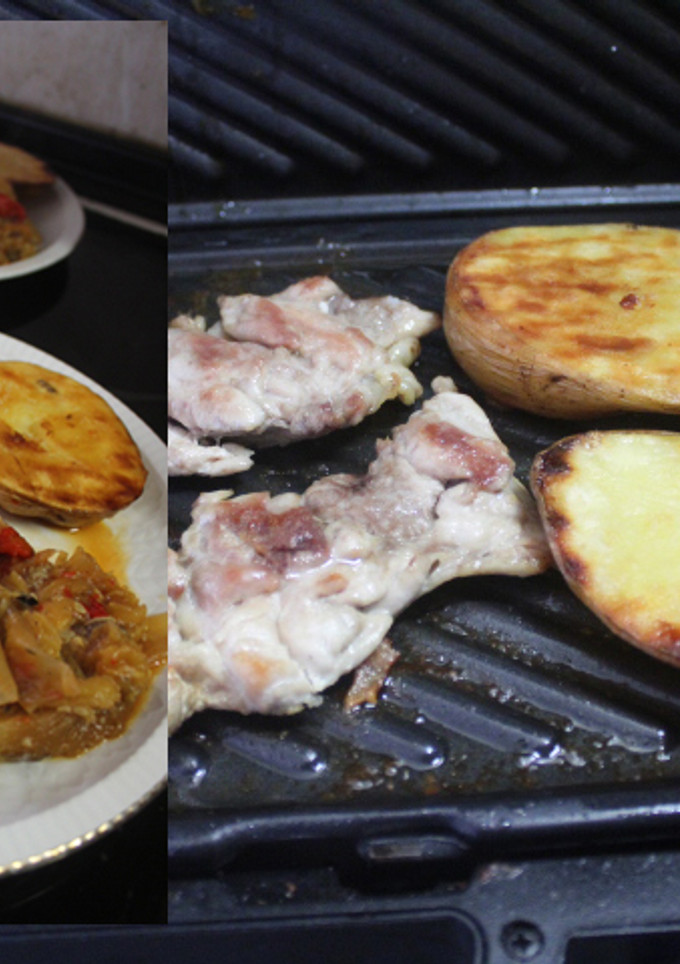 Una foto de Pollo deshuesado con patatas al grill