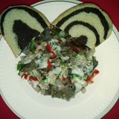 A picture of Cajun Philly Steak - umm in a bowl.