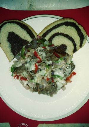 A picture of Cajun Philly Steak - umm in a bowl.