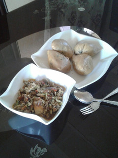 A picture of Moimoi with cabbage,fish and egg source.
