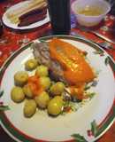 Sama al horno con papas arrugás y mojo de pimiento