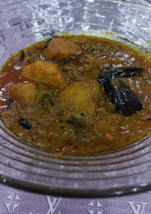 صورة لوصفة بطاطا وباذنجان بالكاري