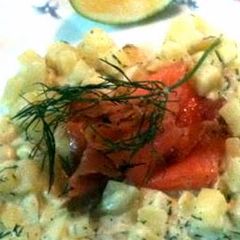 A picture of Cured Salmon with Dill Potatoes.