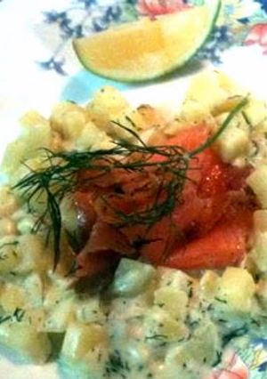A picture of Cured Salmon with Dill Potatoes.