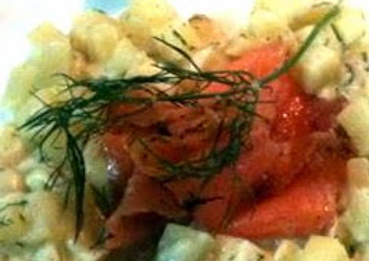 Recipe of Super Quick Homemade Cured Salmon with Dill Potatoes
