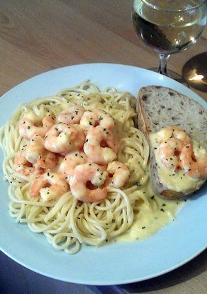 A picture of Vickys Garlic Cream Prawns, GF DF EF SF NF.
